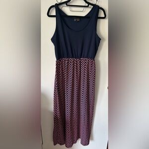 B Famous Navy and Pink Chevron Maxi Dress XL